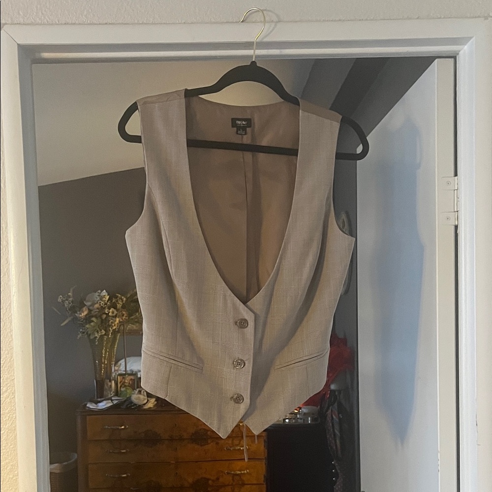 Pinstripe Vest with Deep V-Neck adjustable